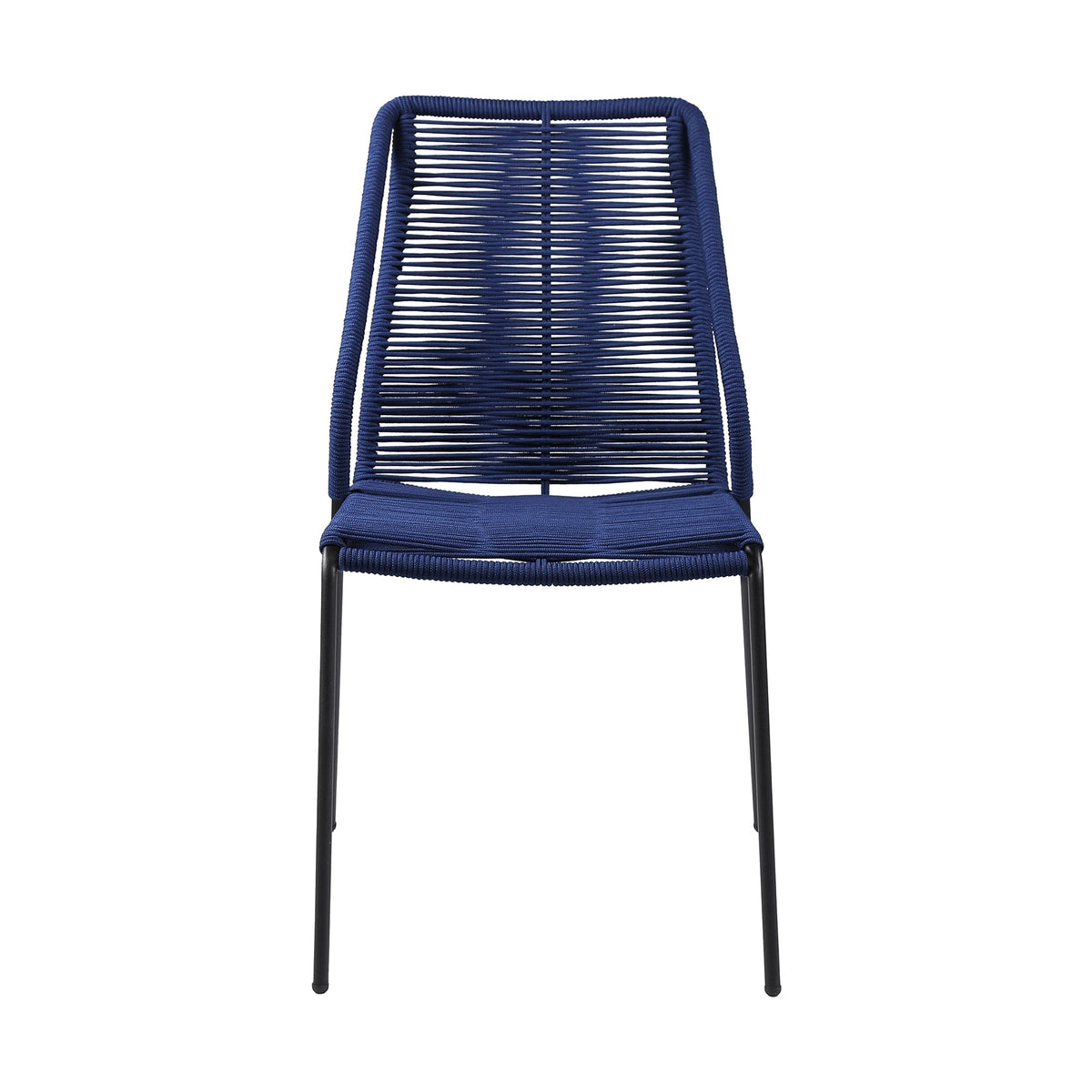 Clip Indoor Outdoor Stackable Steel Dining Chair with Rope Blue