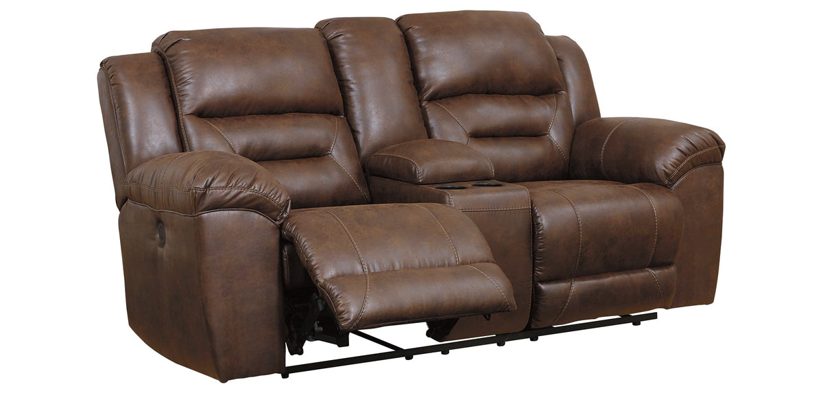 Stoneland Power Reclining Loveseat with Console Chocolate