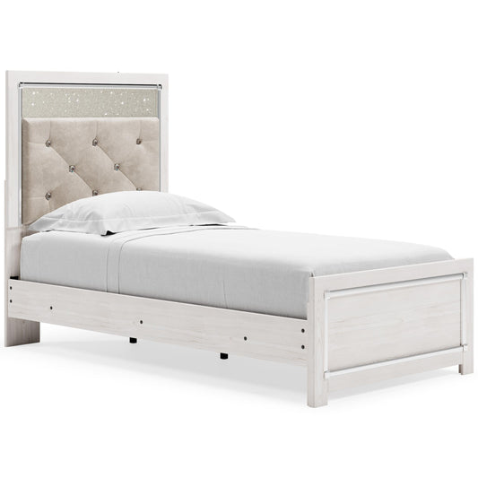 Altyra Twin Panel Bed with Upholstered Headboard