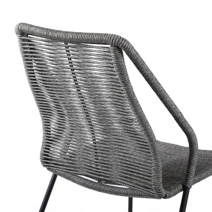 Clip Indoor Outdoor Stackable Steel Dining Chair with Rope