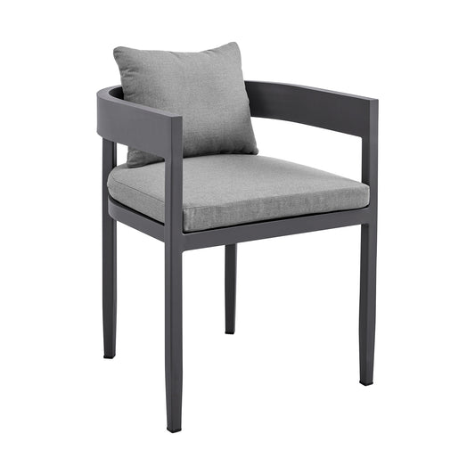 Argiope Outdoor Patio 7-Piece Dining Table Set in Aluminum with Gray Cushions - alternate view