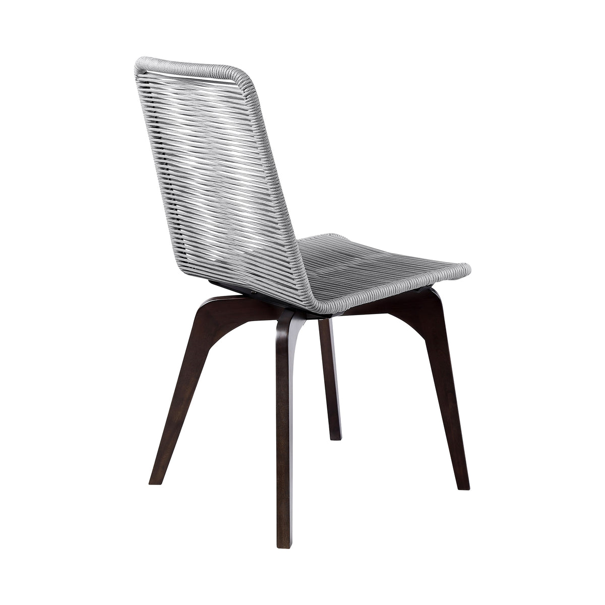 Snack Indoor Outdoor Stackable Steel Dining Chair with Gray Rope (Set of 2)