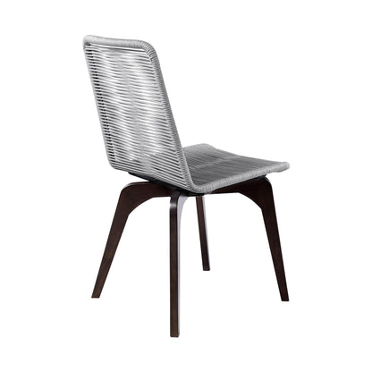 Snack Indoor Outdoor Stackable Steel Dining Chair with Gray Rope (Set of 2)