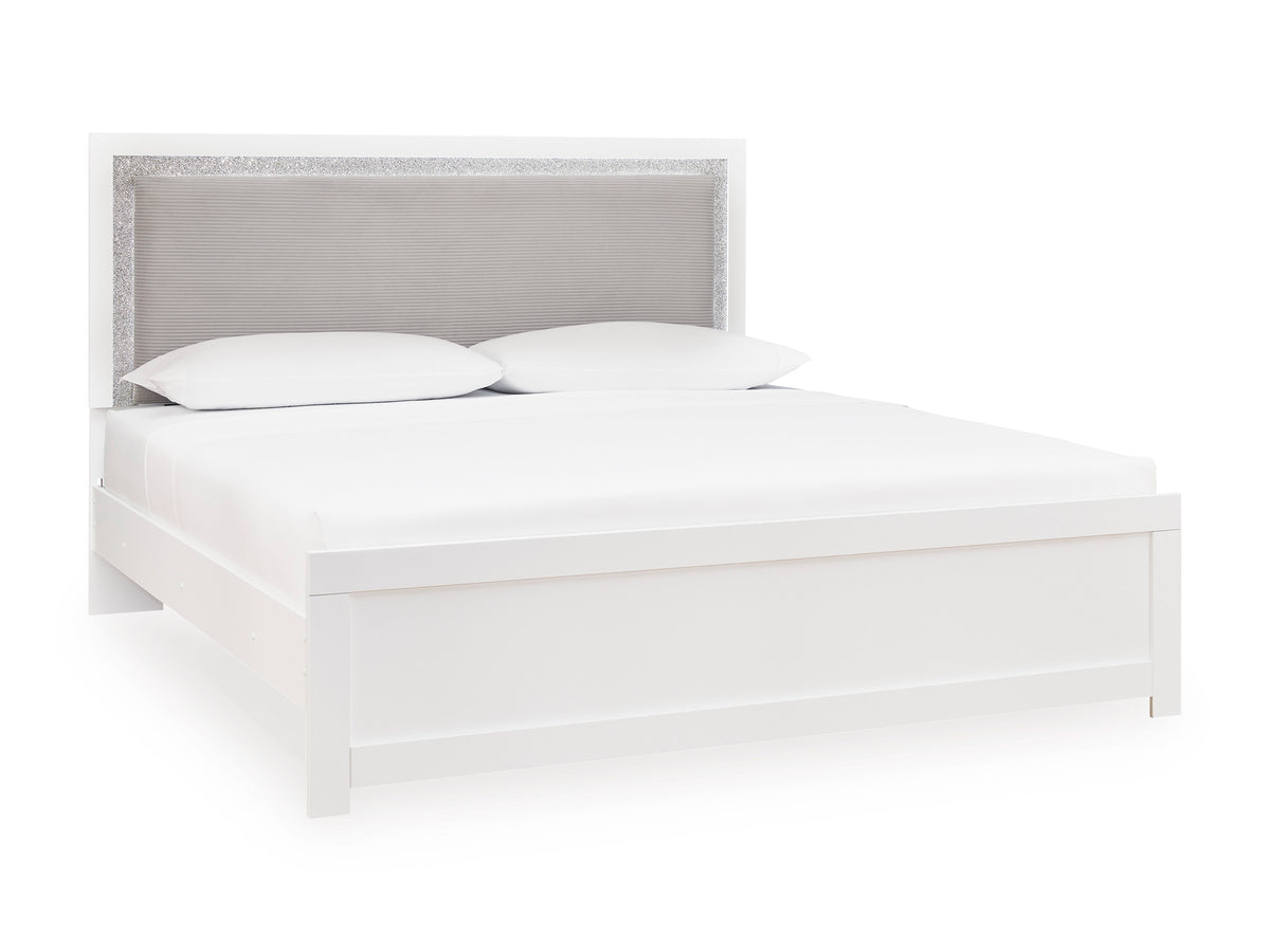Raechalla Upholstered Panel Bed White King