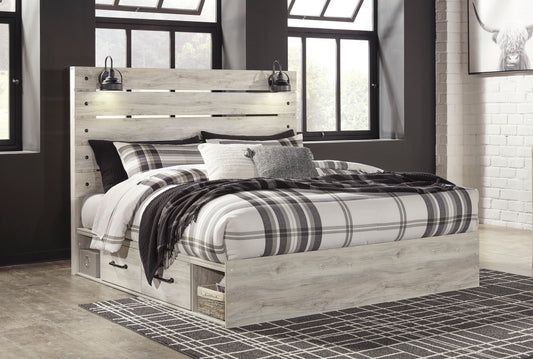 Cambeck King Panel Bed with 2 Storage Drawers and 2 Cubbies - alternate view