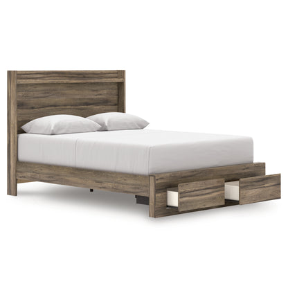 Baystorm Queen Panel Bed with 2 Storage Drawers Brown