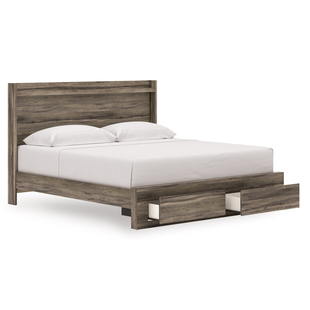 Baystorm King Panel Bed with 2 Storage Drawers Brown