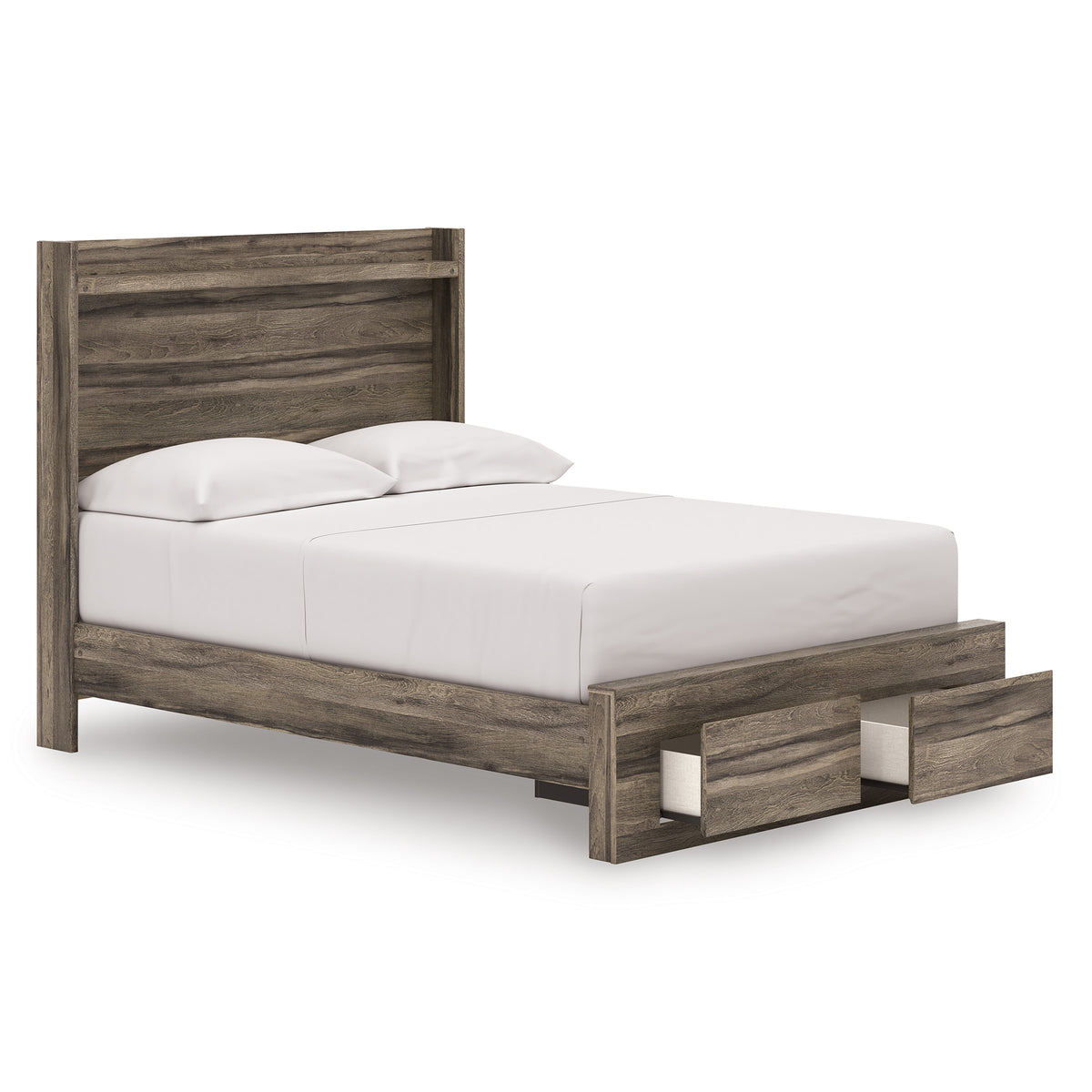 Baystorm Full Panel Bed with 2 Storage Drawers Brown