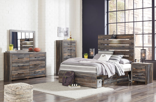 Drystan Full Panel Bed with 4 Storage Drawers and 4 Cubbies - alternate view