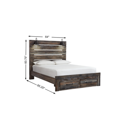 Drystan Queen Panel Bed with 2 Storage Drawers