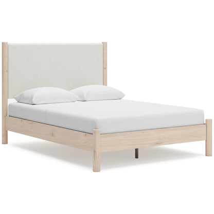 Ashley Cadmori Upholstered Panel Bed Queen Natural Brown