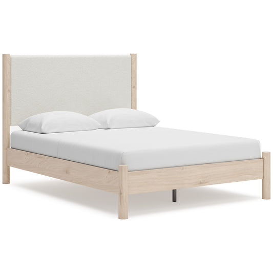 Ashley Cadmori Upholstered Panel Bed Queen Natural Brown