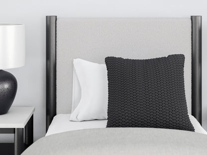 Cadmori Upholstered Panel Headboard Twin Black