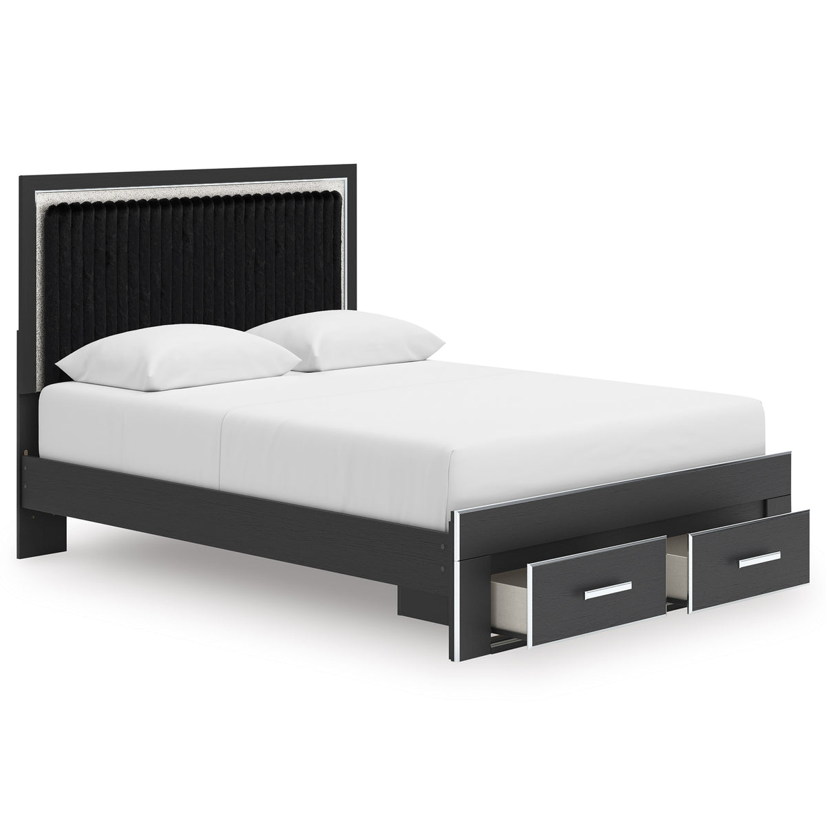 Birmonton Upholstered Panel Storage Bed Queen Black