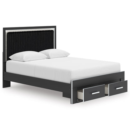 Birmonton Upholstered Panel Storage Bed Queen Black