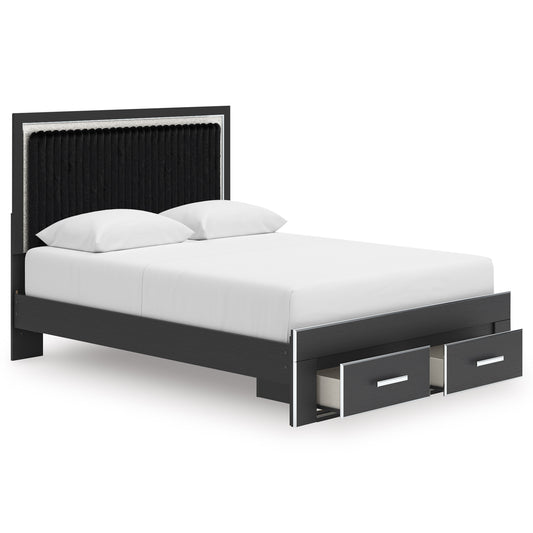 Birmonton Upholstered Panel Storage Bed Queen Black - alternate view