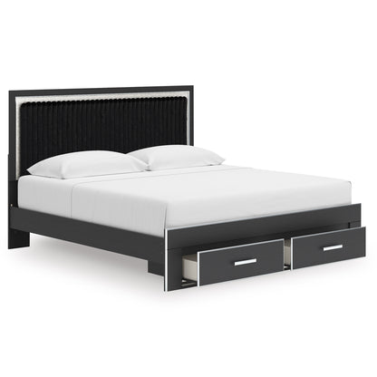 Birmonton Upholstered Panel Storage Bed King Black