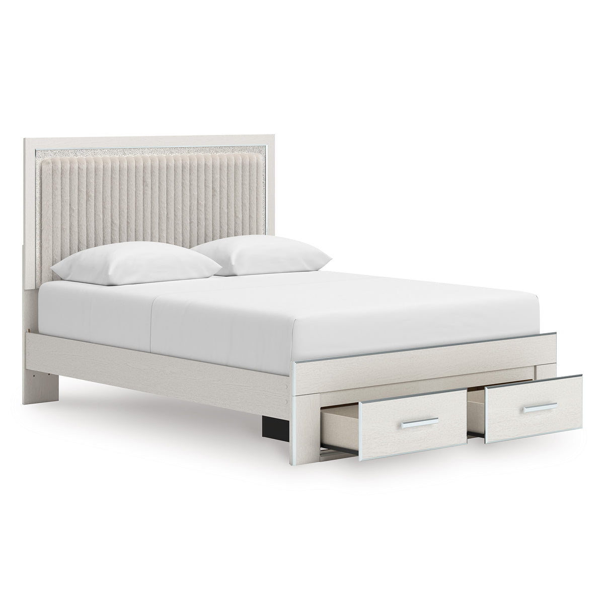 Birmonton Upholstered Panel Storage Bed Queen White