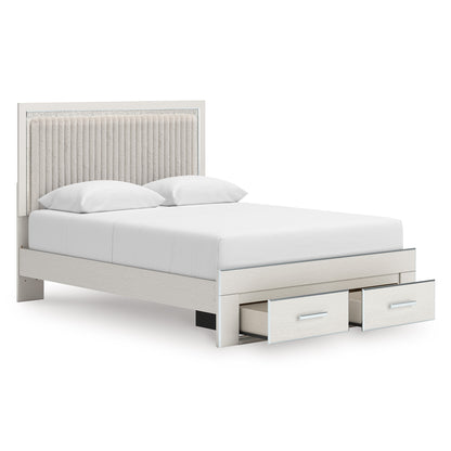 Birmonton Upholstered Panel Storage Bed Queen White