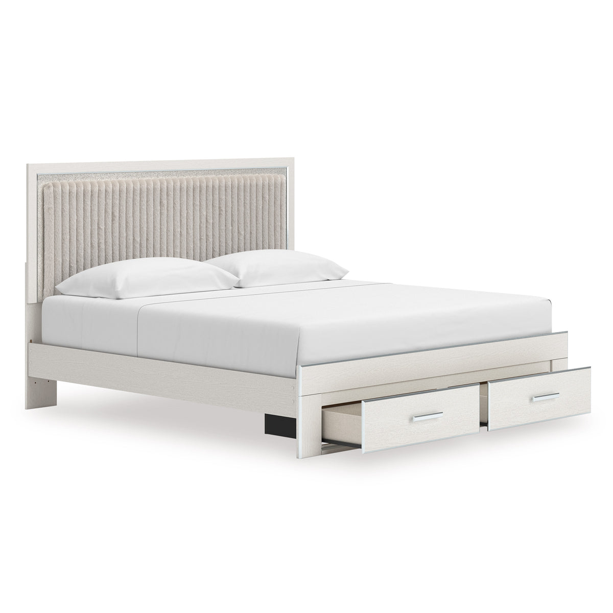 Birmonton Upholstered Panel Storage Bed King White