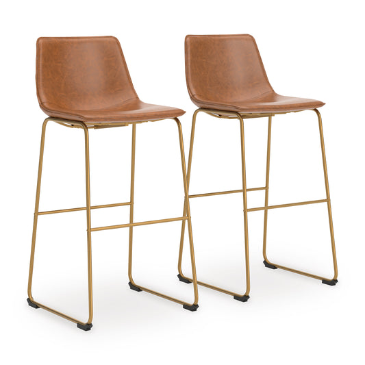 Crandox Upholstered Bar Height Barstool (Set of 2) Brown