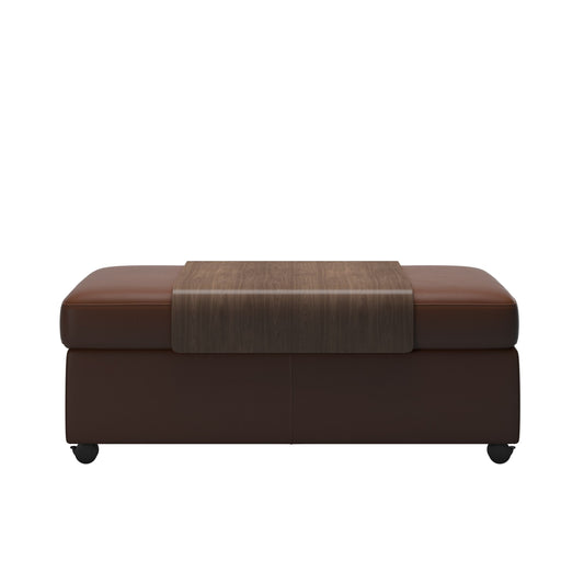 Flora Wood Double Ottoman with Table