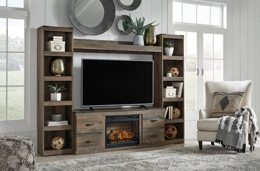 Ashley Trinell 4-Piece Entertainment Center with 60" TV Stand and Electric Fireplace Insert - alternate view