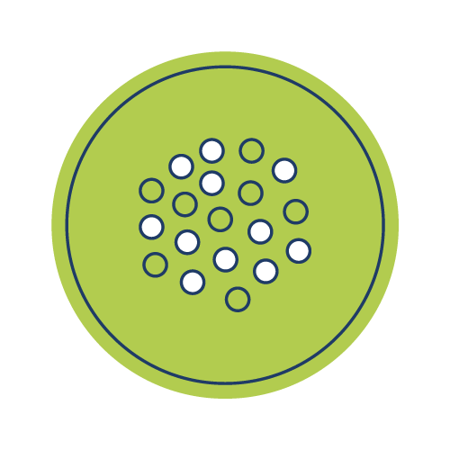 Icon of small round circles on a green background