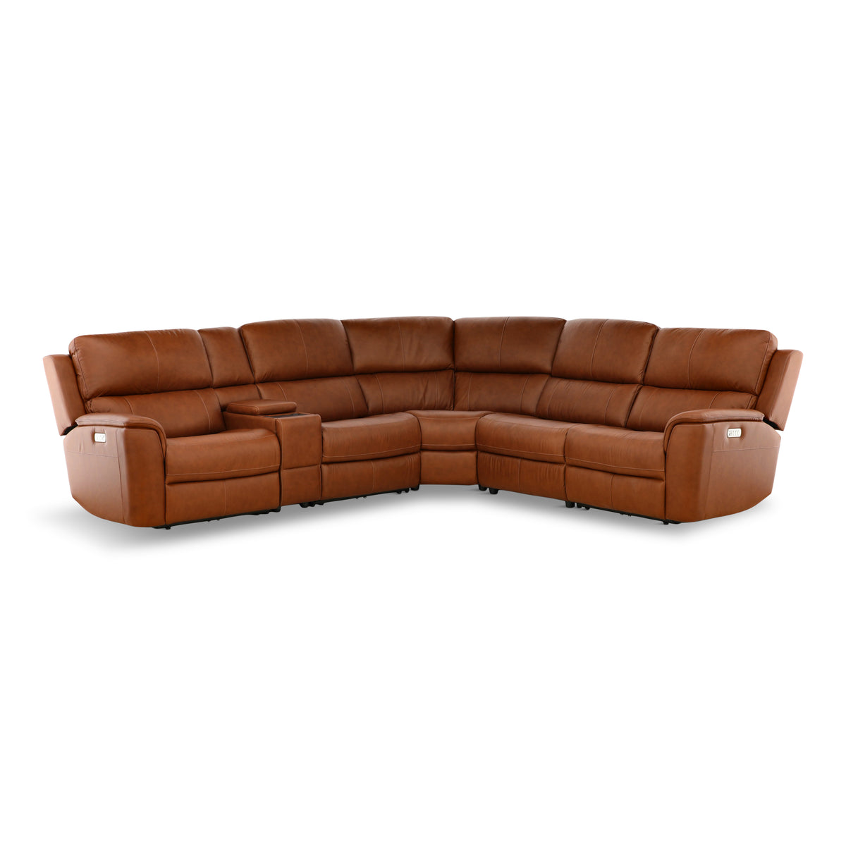 Flexsteel Karson 6-Piece Power Reclining Leather Sectional Chestnut