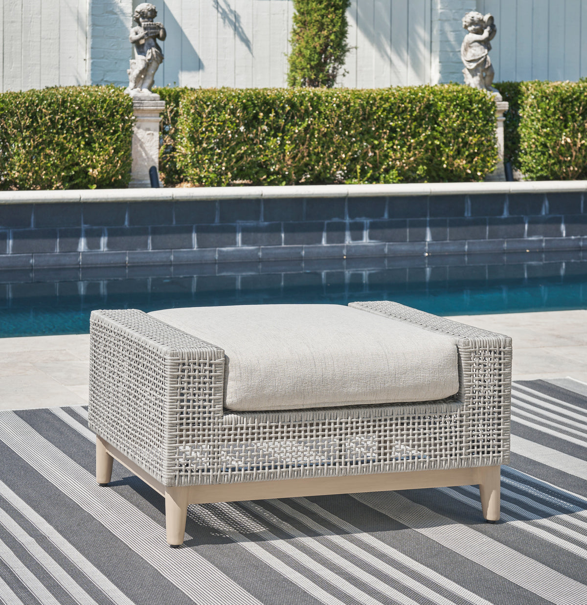 Ashley Seton Creek Outdoor Patio Ottoman with Cushion
