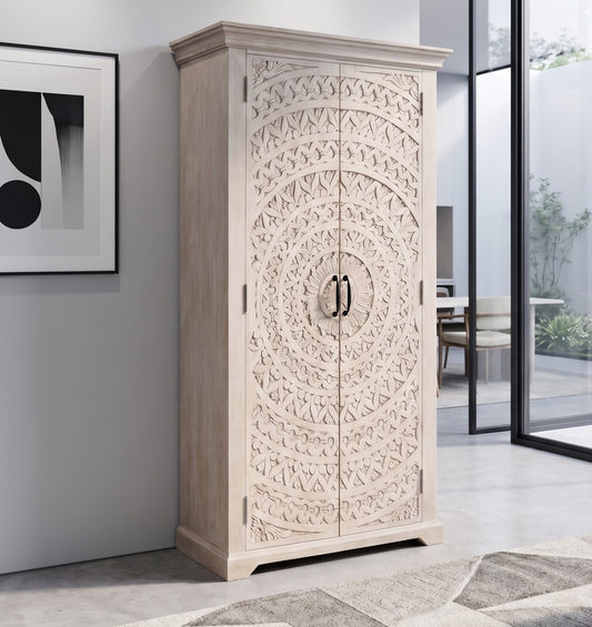 Lacey Carved Lace Wine Cabinet - alternate view