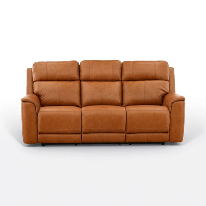 Samarah Power Reclining Leather Sofa Butternut