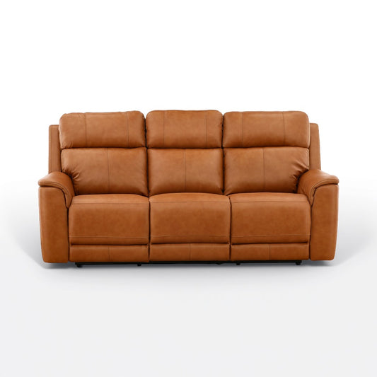 Samarah Power Reclining Leather Sofa Butternut
