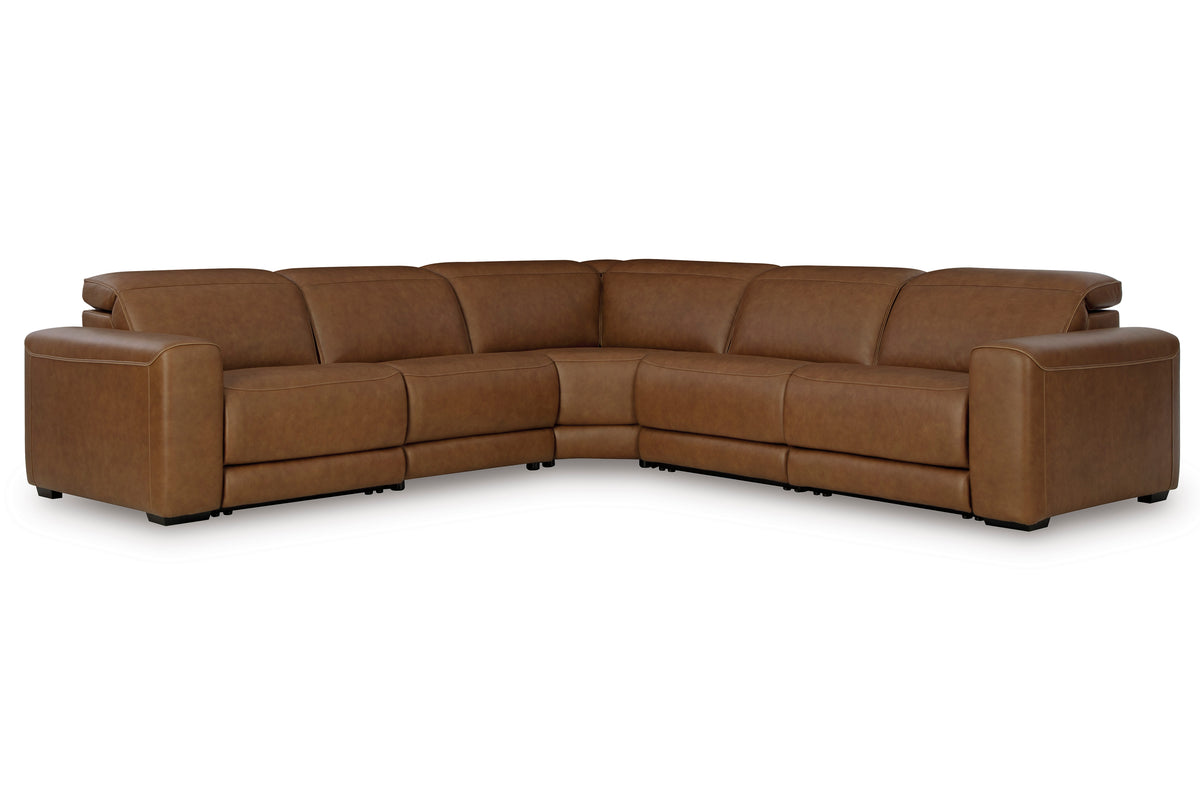 Rally-Up 5-Piece Power Reclining Sectional Caramel