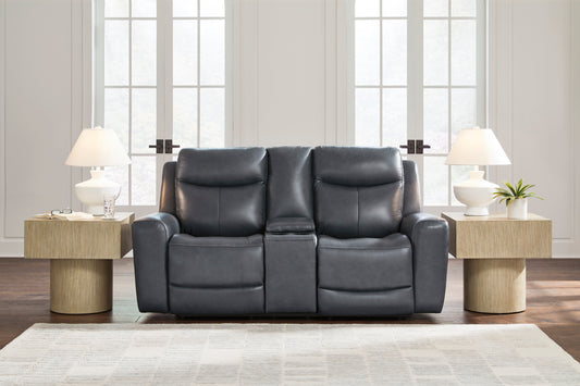 Momentum Moves Leather Power Reclining Console Loveseat with Adjustable Headrest - alternate view