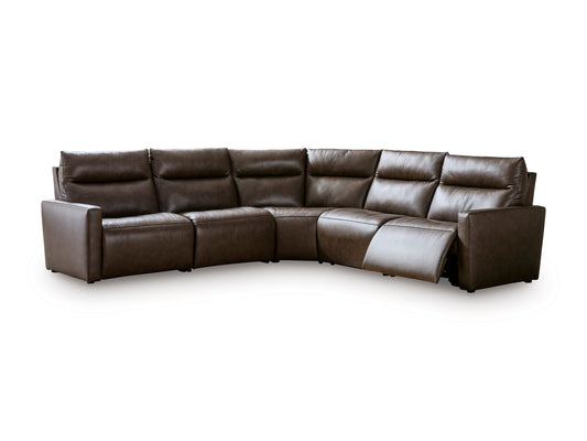 Ashley ModZ 5-Piece Power Reclining Sectional with 2 Armless Chairs Chocolate