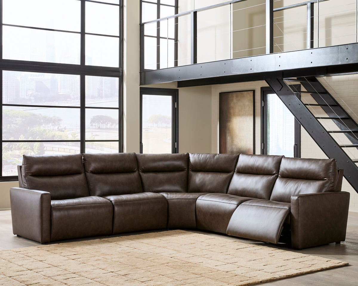 Ashley ModZ 5-Piece Power Reclining Sectional with 2 Armless Chairs