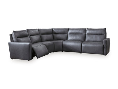 Ashley ModZ 5-Piece Power Reclining Sectional with 2 Armless Chairs Blue