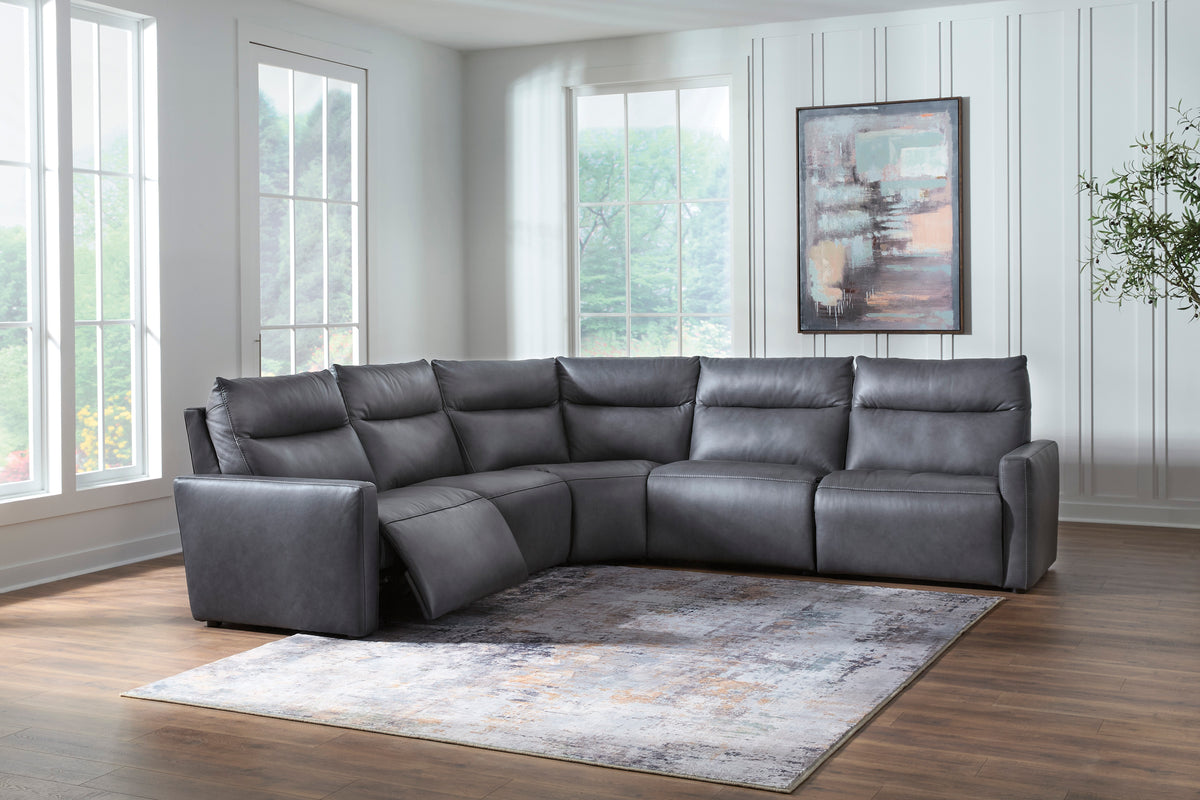 Ashley ModZ 5-Piece Power Reclining Sectional with 2 Armless Chairs