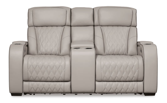 Boyington Power Reclining Console Loveseat with Adjustable Headrest Gray - alternate view