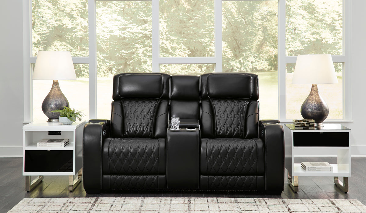 Boyington Power Reclining Console Loveseat with Adjustable Headrest