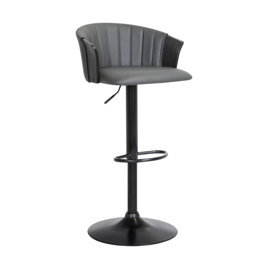 Lydia Adjustable Black Wood Bar Stool - alternate view