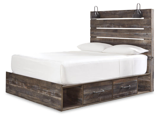 Drystan King Panel Bed with 2 Storage Drawers and 2 Cubbies