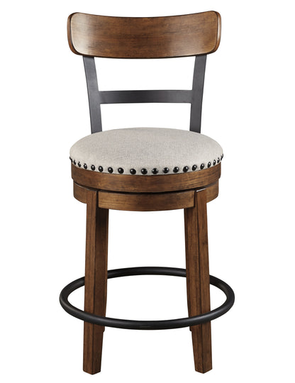 Ashley Valebeck Counter Height Upholstered Swivel Bar Stool with Contoured Back Brown