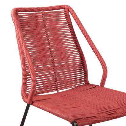 Clip Indoor Outdoor Stackable Steel Dining Chair with Rope