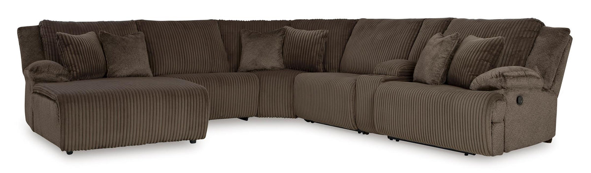 Top Tier Left-Facing 6-Piece Reclining Sectional with Chaise Chocolate
