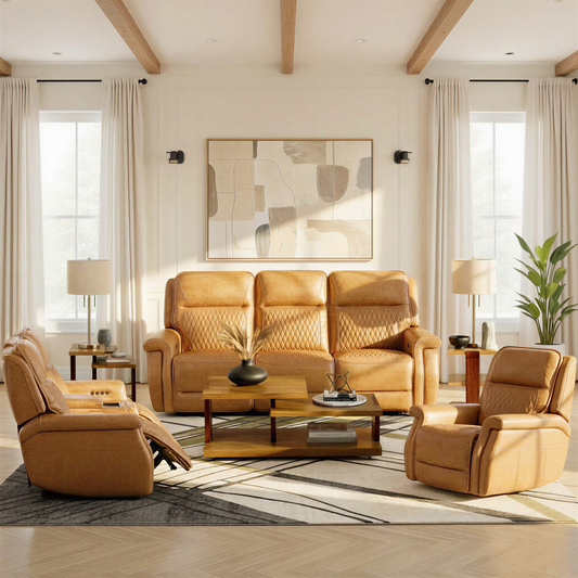 Denton Leather Power Reclining Home Theater Sofa - alternate view