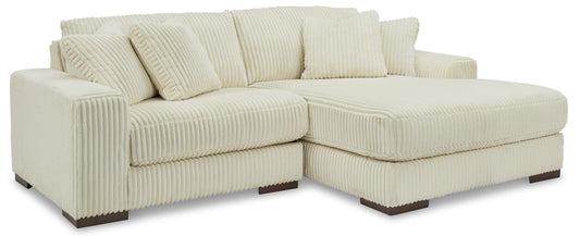Lindyn 2-Piece Ivory Sectional with Chaise Right-Facing