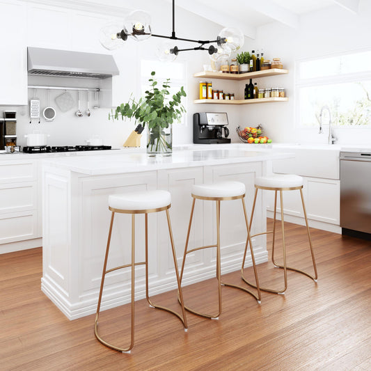 Bree Barstool (Set of 2) White & Gold - alternate view