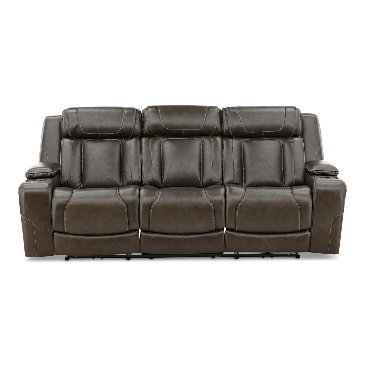 Denver Leather Power Reclining Sofa Charcoal